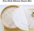 Stohua 5 pcs Non Stick Silicone Steamer Liners - Reusable Mesh Mat Round Pad for Bamboo Steamer