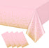 FunnyPars 4 Pack Pink and Gold Plastic Tablecloth for Parties, Pink Disposable