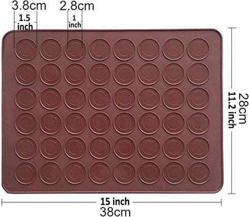 2 PCS 48 Capacity Macaron Silicone Baking Mat Baking Sheet Muffin DIY Chocolate Cookie Mould for Baking, Non-Stick, Easy to Clean, Reusable Baking Liner Tray Set by Manwetye