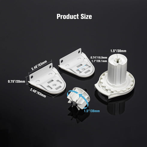 Rollerhouses RHSA38-A 38mm Metal Roller Blind Fittings Repair Parts Kit Brackets Heavy Duty 1.5 Inch/Rollease Skyline Roller Shade Mounting Brackets by Rollerhouse