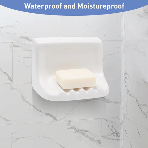 Hazzga White Vintage Mounted Ceramic Soap Dish for Shower Wall,Retro Ceramic Soap Holder Porcelain Soap Dish Holder