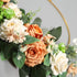 Floral Hoop Wreath, Iron Artificial Rose Flower Wreath for Front Door, Wedding Party Nursery Decor - Orange