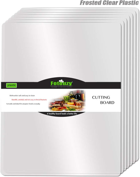 Fotouzy Plastic Cutting Board Set of 7, Frosted Clear Flexible Mats, BPA-Free, Non-Porous, Dishwasher Safe, Transparent