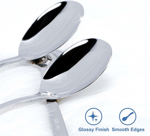 Set of 5 Premium Korean Soup Spoons - 8 Inch 18/10 Stainless Steel Long Handle Rice and Asian Spoon for Home