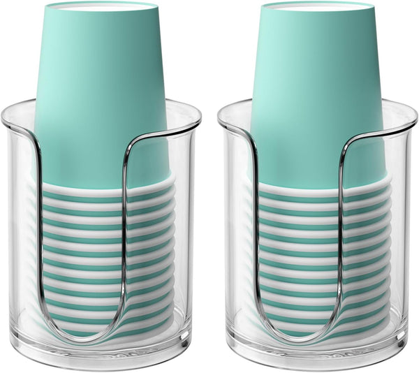 Bathroom Cup Dispenser, 5 oz Countertop, 2 Pack Mouthwash Cup Holder for Bathroom, Small Disposable Cup Holder