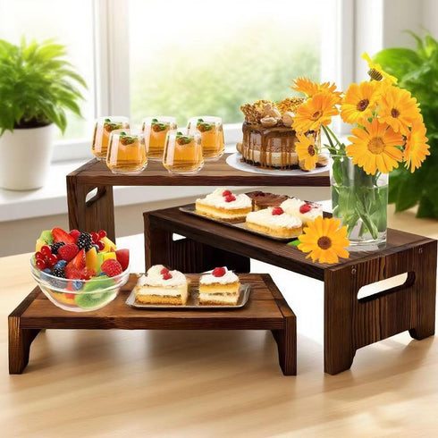 3 MRPAPA Tier Cupcake Stand & Wood Display Risers,for Food Desserts Stand Perfume Organizer Funko POP Collections