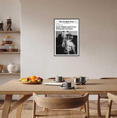 Generic 16x24in Retro Black and White Canvas Wall Art Funny Magazine Cover Newspaper Poster Vintage Disco Ball Bar Cart