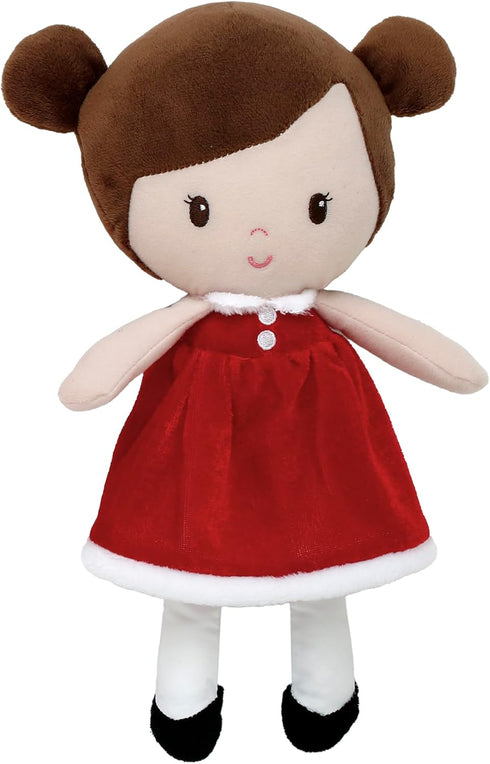Plush 12 inch Baby Doll with Velour Dress with Fur Trim and