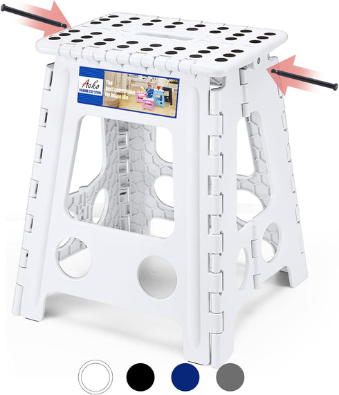 ACKO Folding Step Stool Foldable 16 Inch 400 lbs Capacity, Plastic Stools