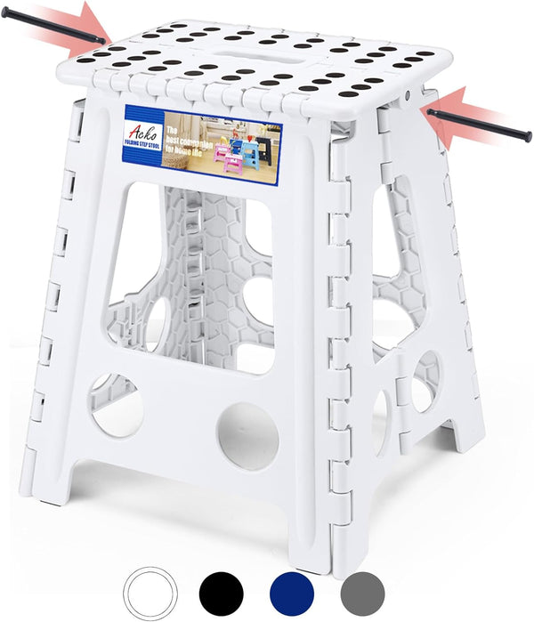 ACKO Folding Step Stool Foldable 16 Inch 400 lbs Capacity, Plastic Stools
