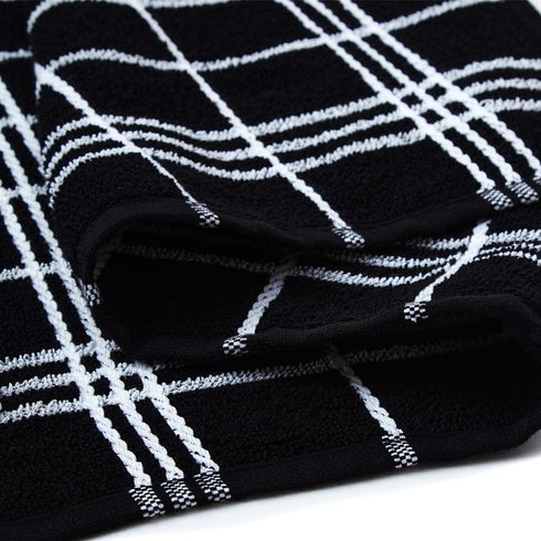 Encasa Terry Cloth Rags, Absorbent Dish Towels for Kitchen Drying and Cleaning, Pack of 12 in Terry Black