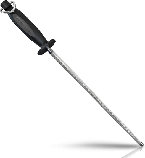 Utopia Kitchen 10 Inch Honing Steel Knife - Sharpening Steel Sharpening Rod, Black
