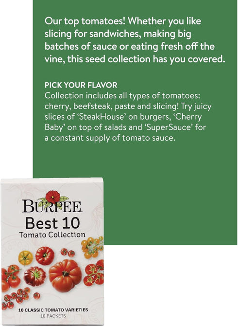 10 (1 Pack) Burpee Best Non-GMO Planting Tomato Seeds for Garden Gifts