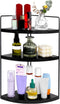 ReeyderArt Corner Bathroom Counter Organizer Countertop Black, 3-Tier Corner Shelf Wood Vanity Tray