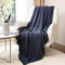 CREVENT Farmhouse Waffle Knit Throw Blanket - Navy Blue, Soft Warm Cozy Lightweight for Couch, Sofa, Chair, Bed