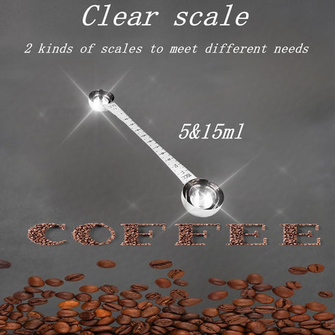 CoaGu Dual-Measure Coffee Scoop Set: 1 Tsp (5ml) & 1 Tbsp (15ml) Long-Handled Stainless Steel Scoops