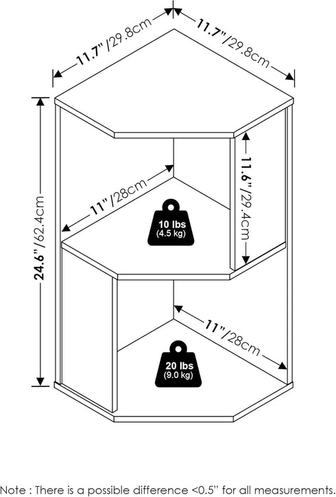 2-Tier Furinno ECON Corner Shelf, Corner Book Shelf, Standing Storage Shelves, Cube Display Rack, Bookshelf