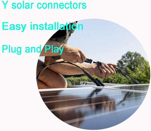 Y Solar Connector, Solar Y Branch Parallel Cable, 10AWG 45A Waterproof IP68 40CM Cable for Solar Panels