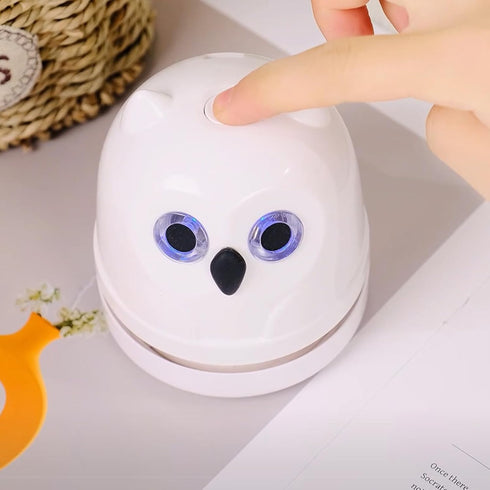 Mini Desktop Vacuum Cleaner, Owl Crumb Vacuum for Sucking up Eraser Crumbs and Pet Fur
