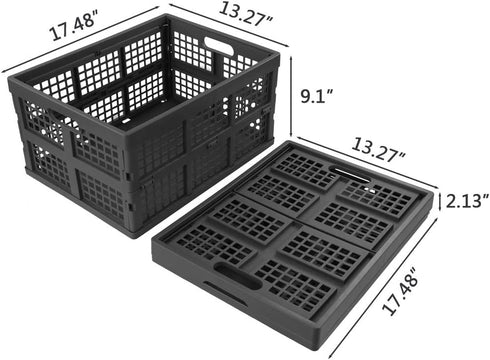 Ramddy 34 3 Packs, Collapsible Milk Crate Quart Stackable Folding Crate for Storage - Save Space