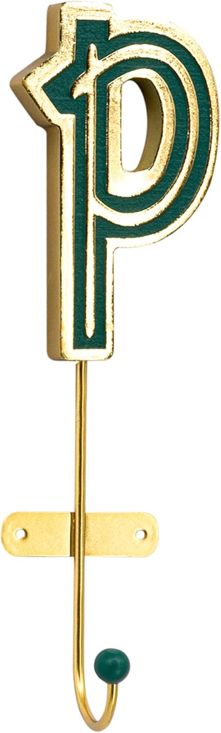 COLLECTIVE HOME Monogram Wall Hooks, Wall Mounted Hooks for Hanging, Decorative Wall Hangers for Coat, Scarf, Bag (P)