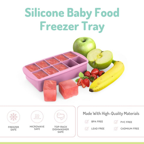 melii Silicone Baby Food Freezer Tray with Lid, 10-Cup 2oz Portion Tray for Freezing Breastmilk, Baby Food