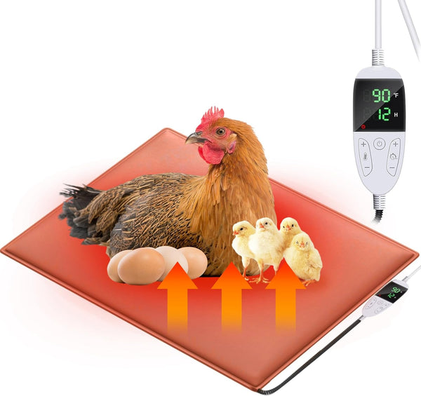 Chicken Heating Pad Baby Chicks Heater Mat Temperature and Timer Adjustable Led