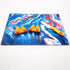 Navy Blue and Red Glass Cutting Board, 16 x 12 Inch Tempered Glass, Decorative Square Place Mat