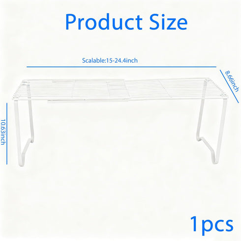 JBESUHI 15-24.4in Closet (1 Pack, Extendable Metal Wire Shelf Organizer - Adjustable Length, Stackable Storage Rack