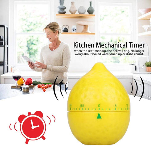 Jadeshay Lemon Shape Mechanical Kitchen Timer, Manual Counters Cooking Timing Tool
