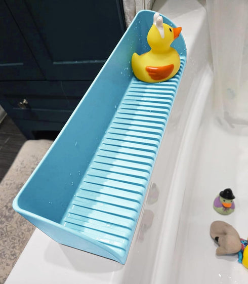 4 1Pack, Roslim Bathtub Splash Guard for Tub - Silicone Water Splash Guard with Suction Cups, Bath Toy Holder, Bathtub