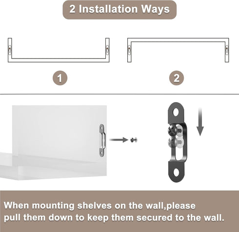 SRIWATANA Set of 3 Wall Mounted Floating Shelves, Solid Wood, Dark Brown