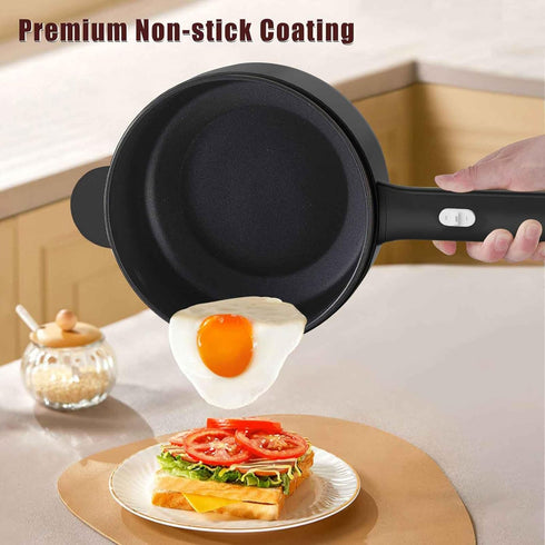 Dezin Electric Cooker - 2L Non-Stick Sauté Pan for Rapid Noodles, Mini Pot for Steak, Egg, and Soup