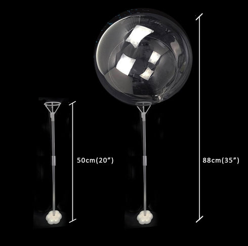 Clear Transparent Balloon Sticks and Stands, 10pc Set for Table Top Use with LED Bobo Balloon, Wedding Decor