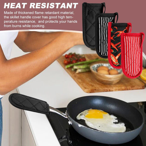 4Pcs Silicone Hot Handle Sleeve - Heat Resistant Pot Handle Covers for Cast Iron Pans, Metal Pots, Griddles