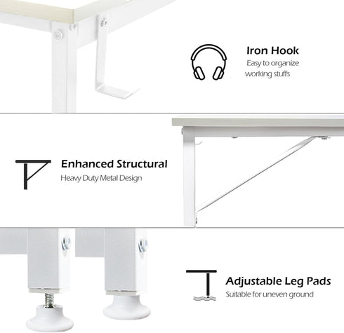 Lufeiya White Small Desk for Bedroom, Student Kids Study Writing Table for Home Office, 32 Inch Modern Mini Laptop PC