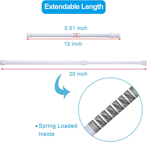 SIQUK 6 Pack Cupboard Bars, Adjustable Spring Tension Rods for DIY Projects, 12 to 20 Inches