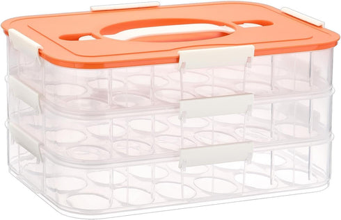 BTSKY Deviled Egg Platter with Lid, 3-Layer 54 Slots Deviled Eggs Carrier,