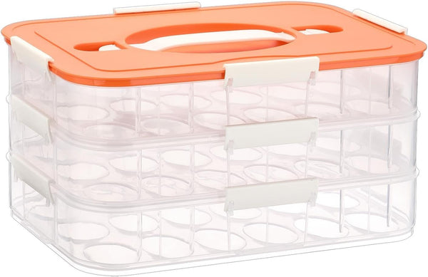 BTSKY Deviled Egg Platter with Lid, 3-Layer 54 Slots Deviled Eggs Carrier,