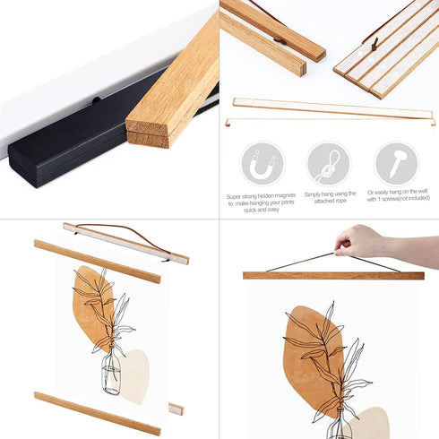 Ywlake Magnetic Poster Hanger, 14x22, 14x20, 14x24 Wooden Frame for Map & Artwork