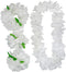 4 Pcs White Hawaiian Leis with Green Leaves for Graduation Party, Dance Party, Photo Prop Outdoors (White-02)