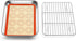 TeamFar Toaster Oven Pan with Rack & Mat, 9.3’’ x 7’’ Mini Baking Pan Cooling Rack with Silicone Mat Set of 3
