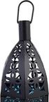 Zingz & Thingz Decorative Light Candle Lantern Holder, Moroccan Style, 13" Tall, Black with Blue Glass