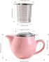 Small Ceramic Teapot With Stainless Steel Infuser For Loose Tea And Blooming Tea, Heat Resistant Ceramic Tea Pot And Tea Kettle, Perfect Tea Maker, Pink Teapot 350ml/12.0oz