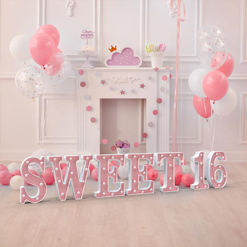 Marquee Numbers Light up LED, Pink Glitter Plastic Numbers Sign, Night Light Decor for Graduation Engagement Wedding