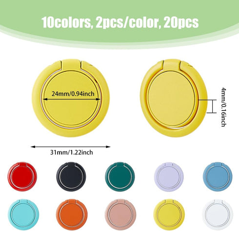 DICOSMETIC 20Pcs Wall Mounted Sunglasses Holder 10 Colors Alloy Hanging Eyeglass Holder 30.5~31mm Finger Grip Ring Kickstand Sunglasses Storage Organizer, Home Decor