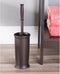 mDesign Toilet Bowl Brush and Holder - Compact Bathroom Toilet Scrubber in Modern Holder - Hyde Collection - Bronze