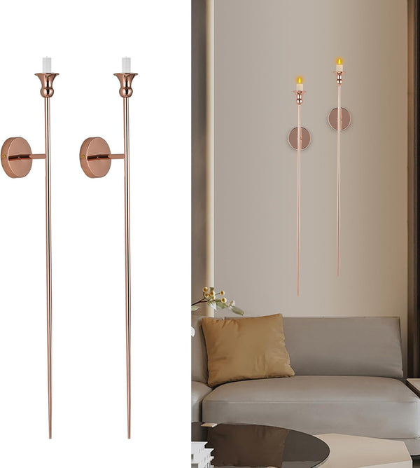 lobolighting Candle Sconces Set of 2 Long Wall Candle Holder Gold Candle