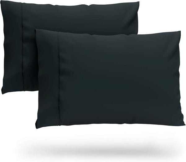 Cosy House Collection Luxury Cooling Rayon Bamboo Blend Pillow Cases - Set of 2 with Envelope Closure (King, Black)