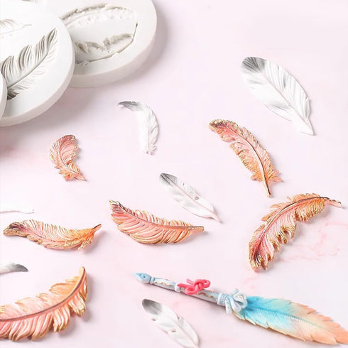 3D Small Feather Shape Silicone Cake Mold, Chocolate Soap DIY Baking - 3.4"